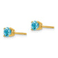 14k Yellow Gold 4mm Blue Topaz Earrings