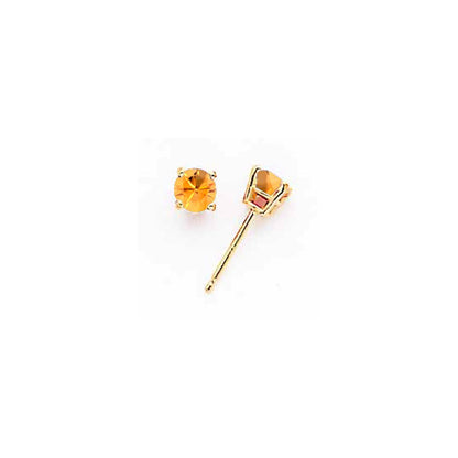 14k Yellow Gold Citrine round stud Earrings