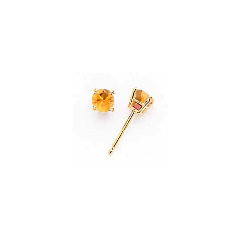 14k Yellow Gold Citrine round stud Earrings