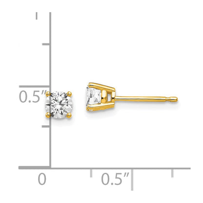 14k Yellow Gold 4mm Cubic Zirconia Earrings
