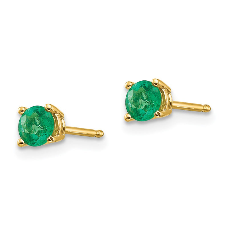 14k Yellow Gold Emerald Post Earrings