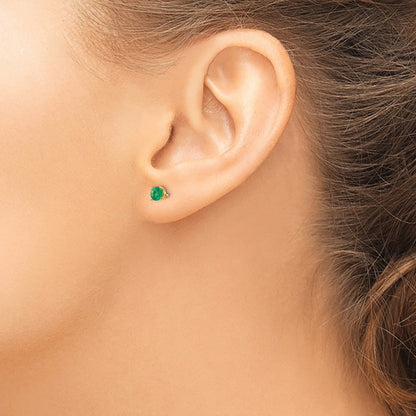 14k Yellow Gold Emerald Post Earrings
