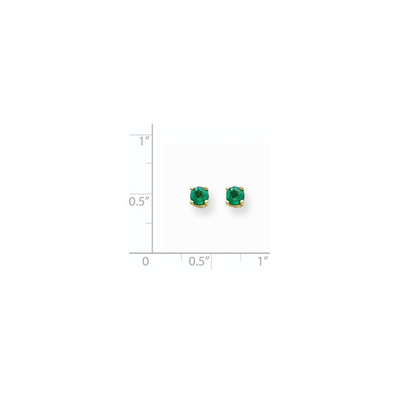 14k Yellow Gold 4mm Emerald Earrings