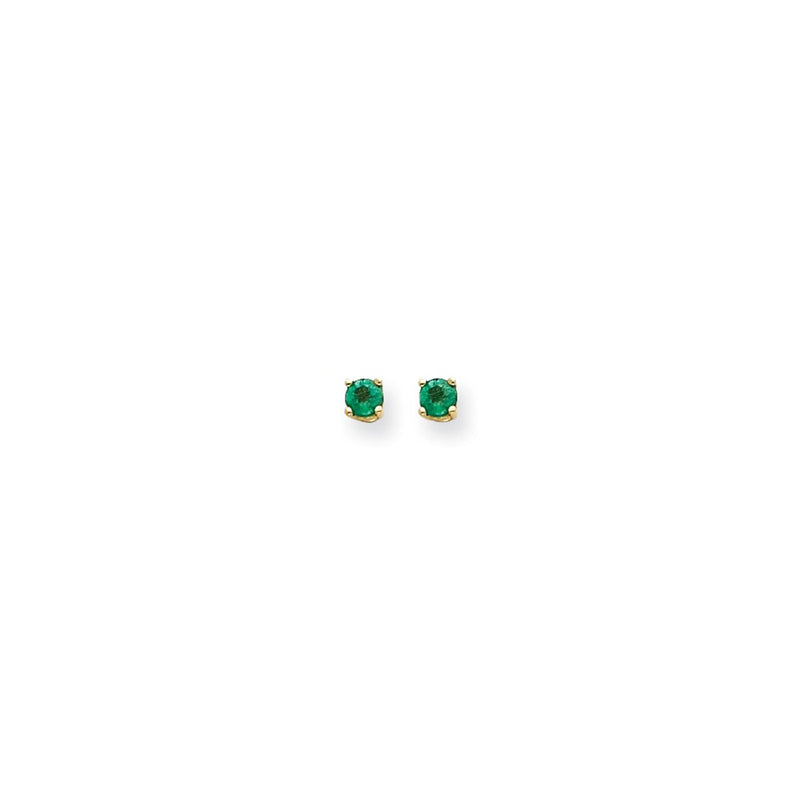 14k Yellow Gold 4mm Emerald Earrings