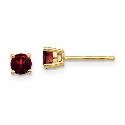 14k Yellow Gold 4mm Garnet Earrings