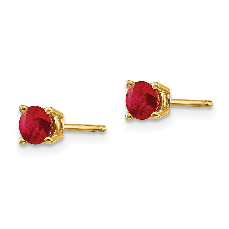 14k Yellow Gold Ruby Post Earrings