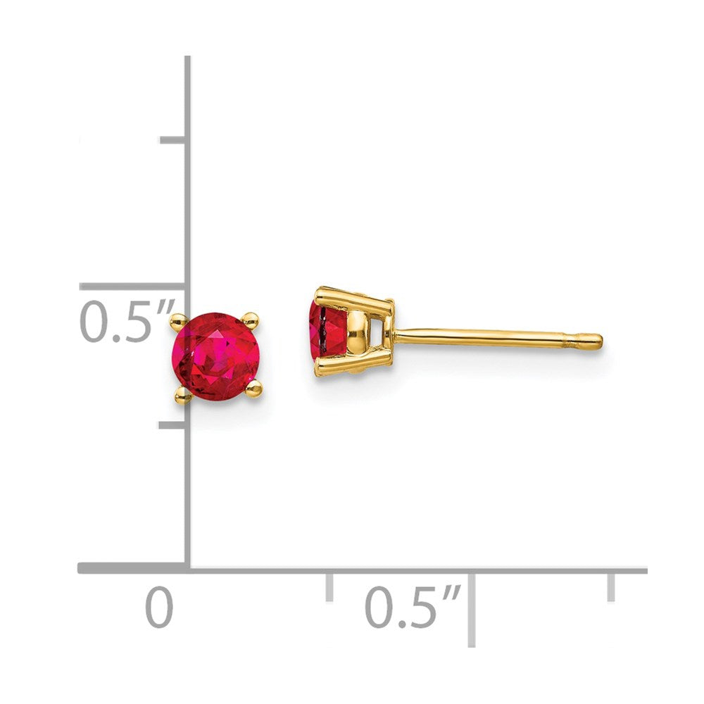 14k Yellow Gold Ruby Post Earrings
