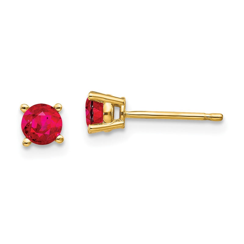 14k Yellow Gold Ruby Post Earrings