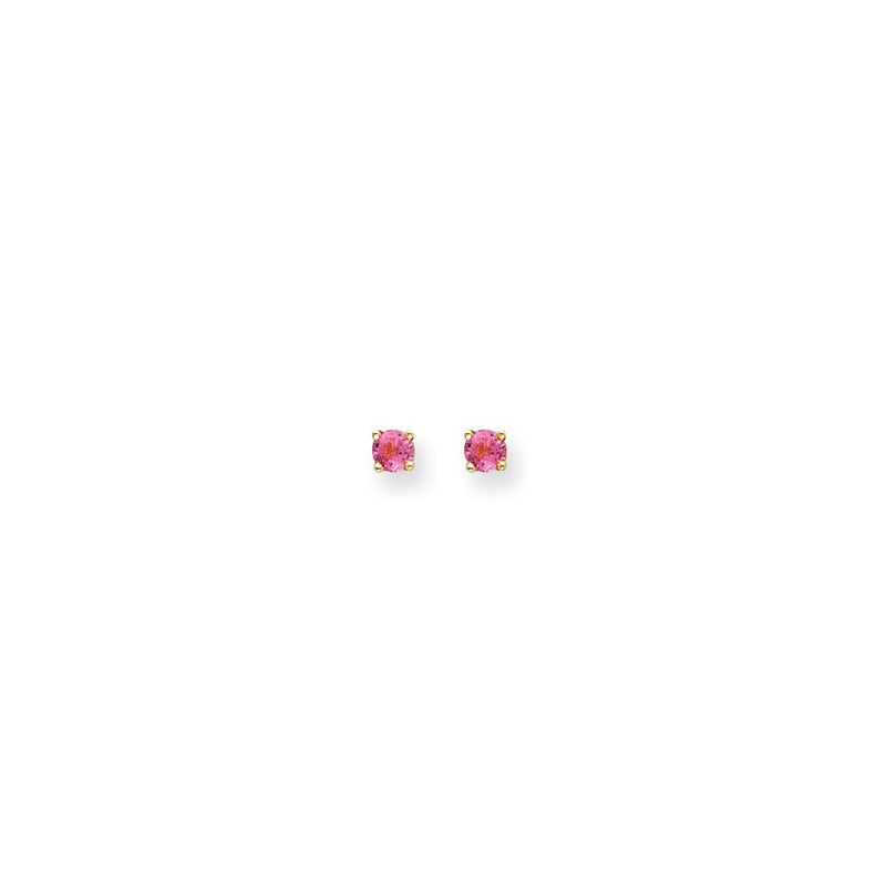 14k Yellow Gold 4mm Pink Sapphire Earrings