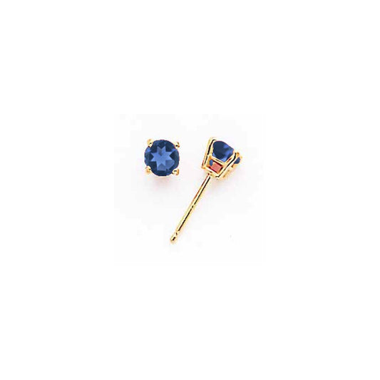 14k Yellow Gold 4mm Sapphire Earrings