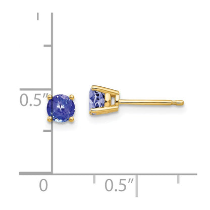 14k Yellow Gold 4mm Tanzanite earring