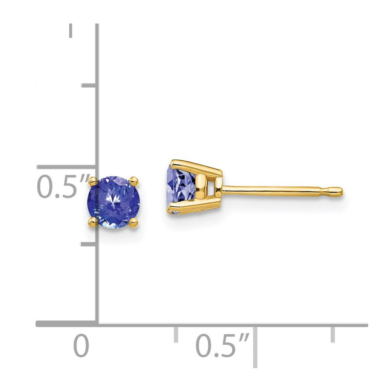 14k Yellow Gold 4mm Tanzanite earring