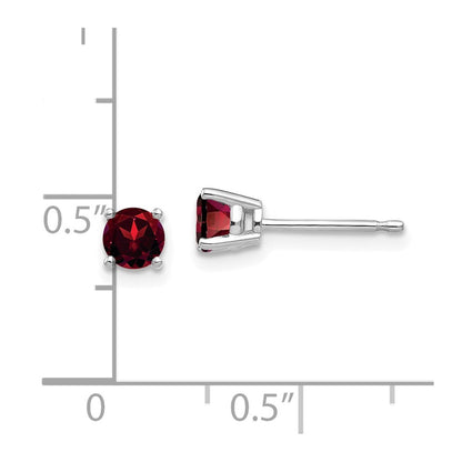 14k White Gold 4mm Garnet Earrings