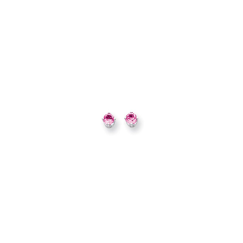 14k White Gold 4mm Pink Tourmaline earring