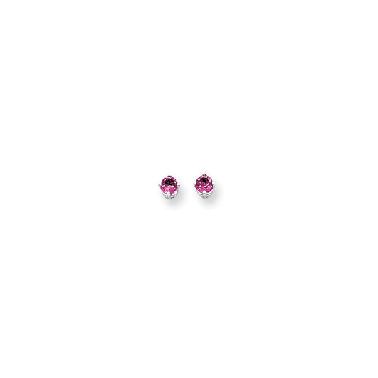 14k White Gold 4mm Pink Sapphire Earrings