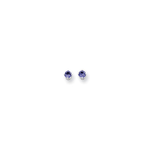 14k White Gold 4mm Sapphire Earrings