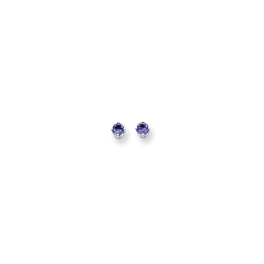 14k White Gold 4mm Sapphire Earrings