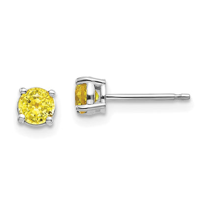 14k White Gold Yellow Sapphire Earrings