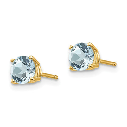 14k Yellow Gold Aquamarine Post Earrings