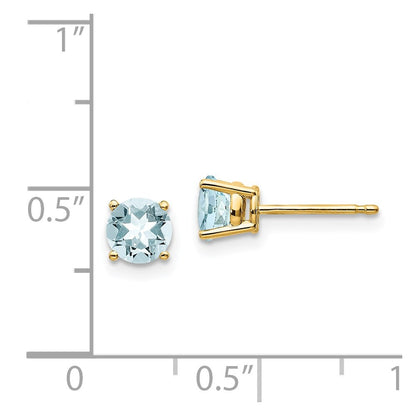 14k Yellow Gold Aquamarine Post Earrings