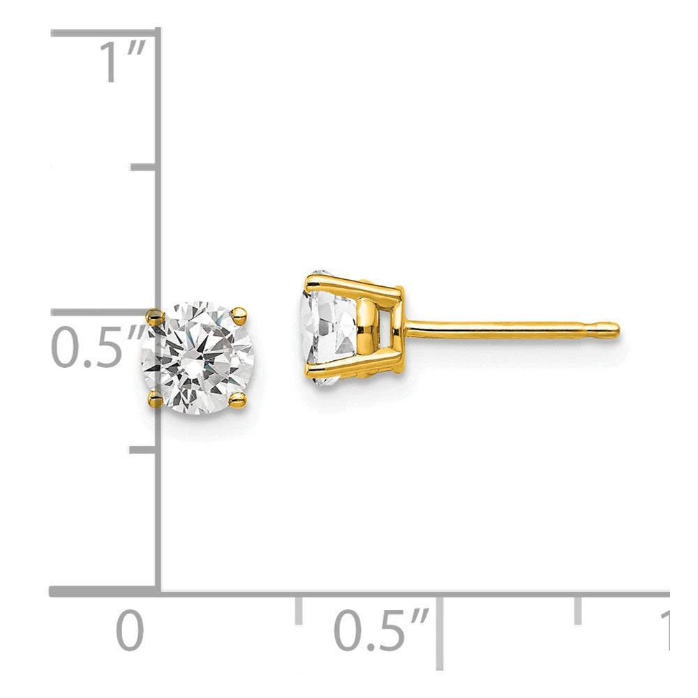 14k Yellow Gold 5mm Cubic Zirconia Earrings
