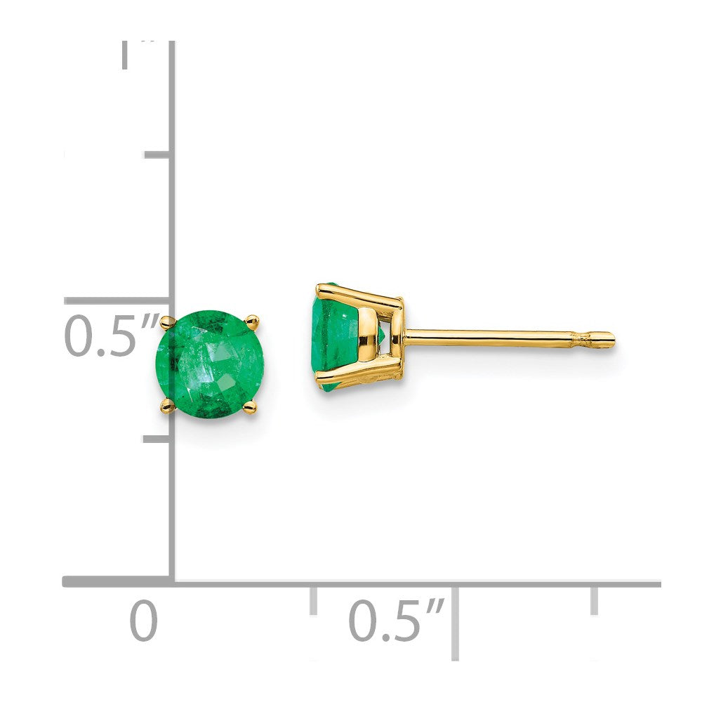 14k Yellow Gold Emerald Post Earrings