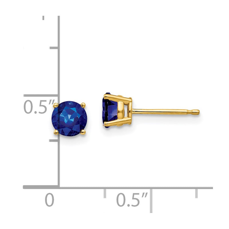 14k Yellow Gold 5mm Sapphire Earrings