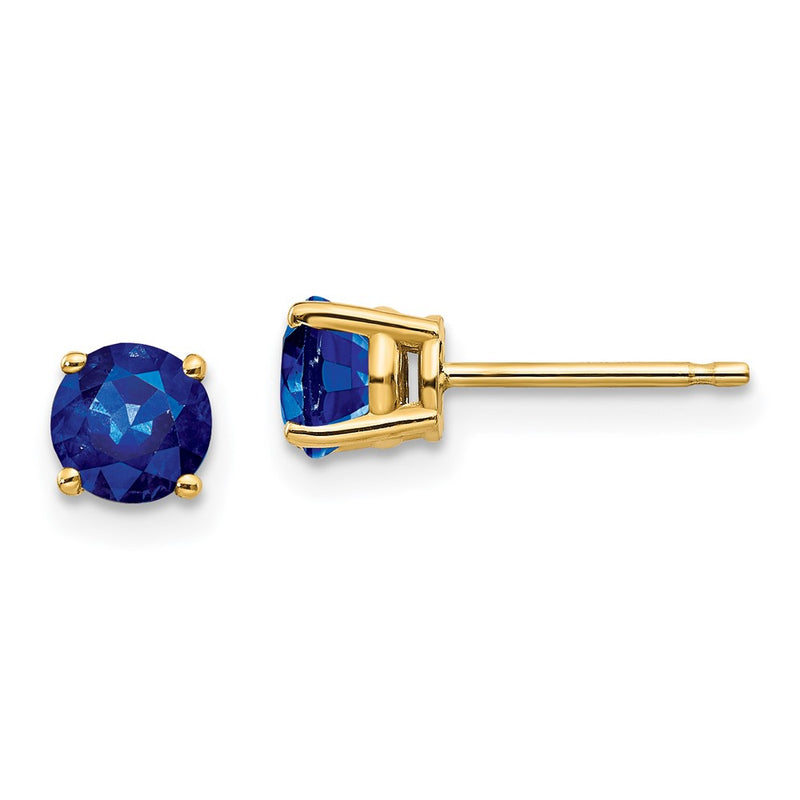 14k Yellow Gold Sapphire Post Earrings