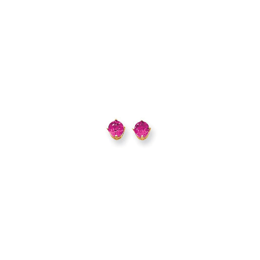 14k Yellow Gold 5mm Pink Sapphire Earrings