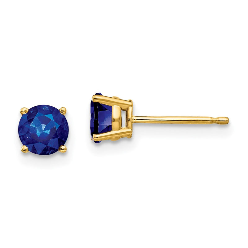 14k Yellow Gold 5mm Sapphire Earrings