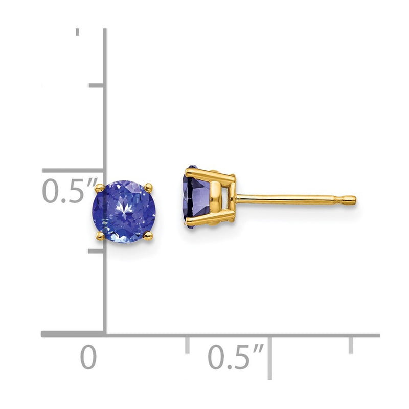 14k Yellow Gold 5mm Tanzanite earring