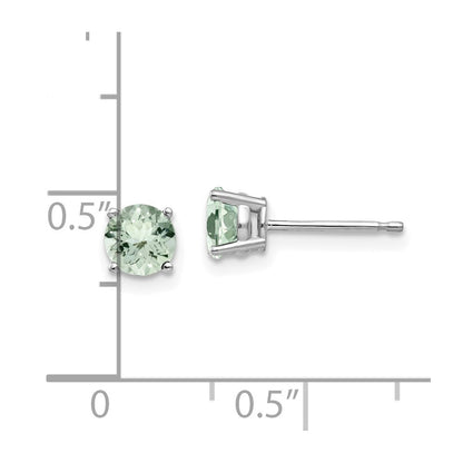 14k White Gold 5mm Round Green Quartz Earrings