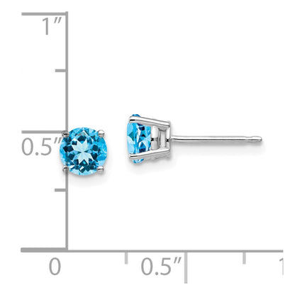 14k White Gold 5mm Blue Topaz Earrings