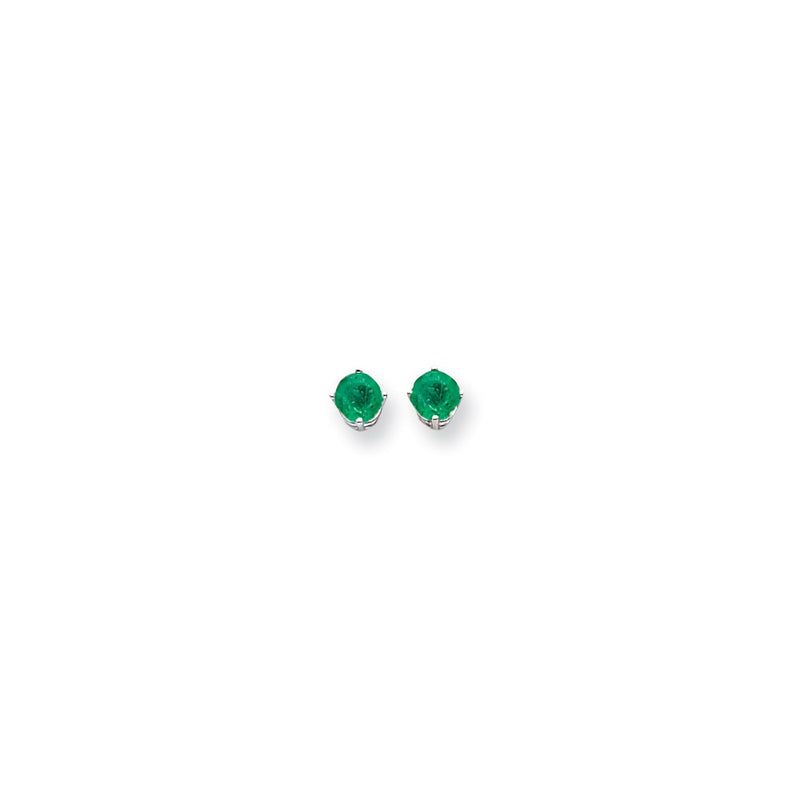 14k White Gold 5mm Emerald Earrings