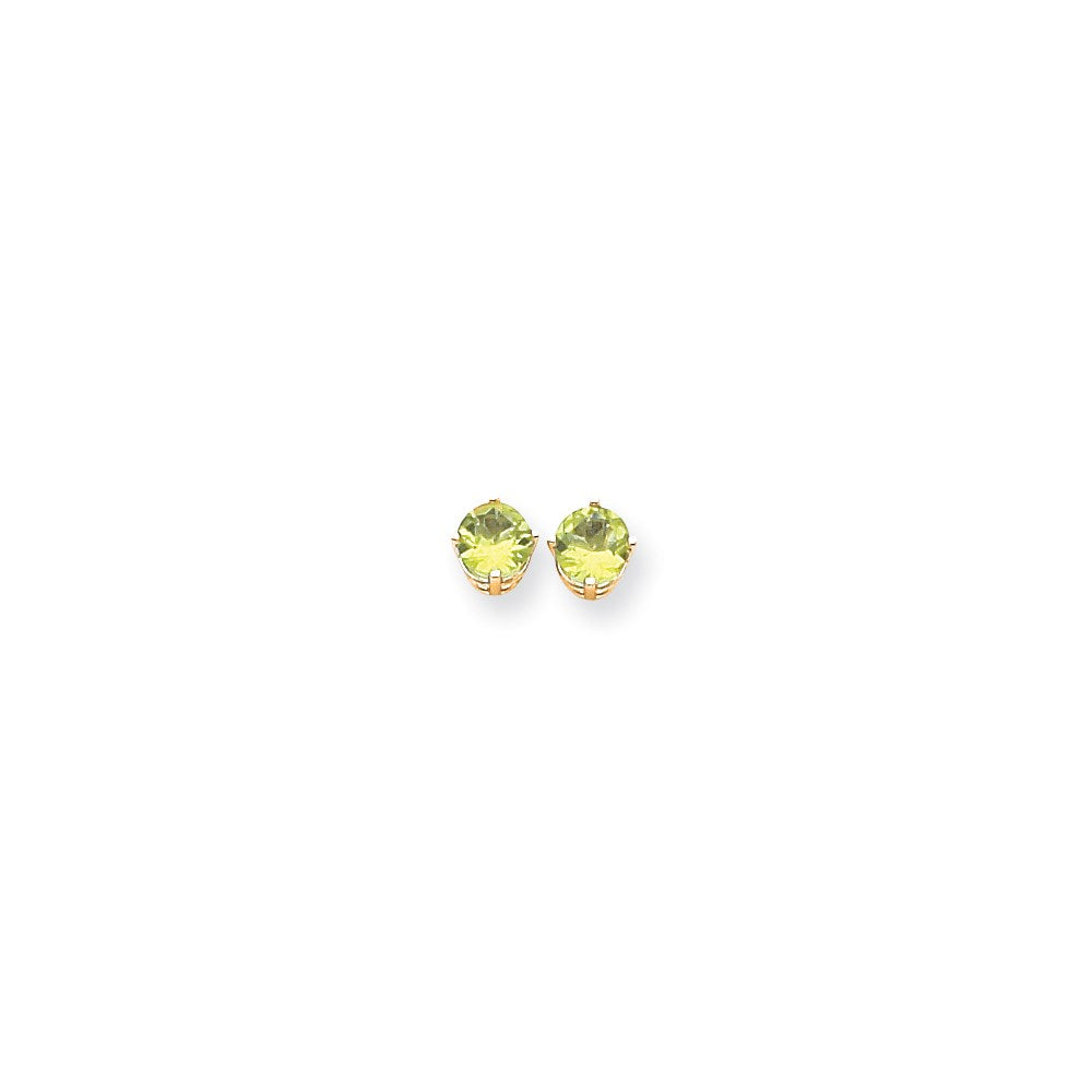 14k Yellow Gold 6mm Peridot Earrings