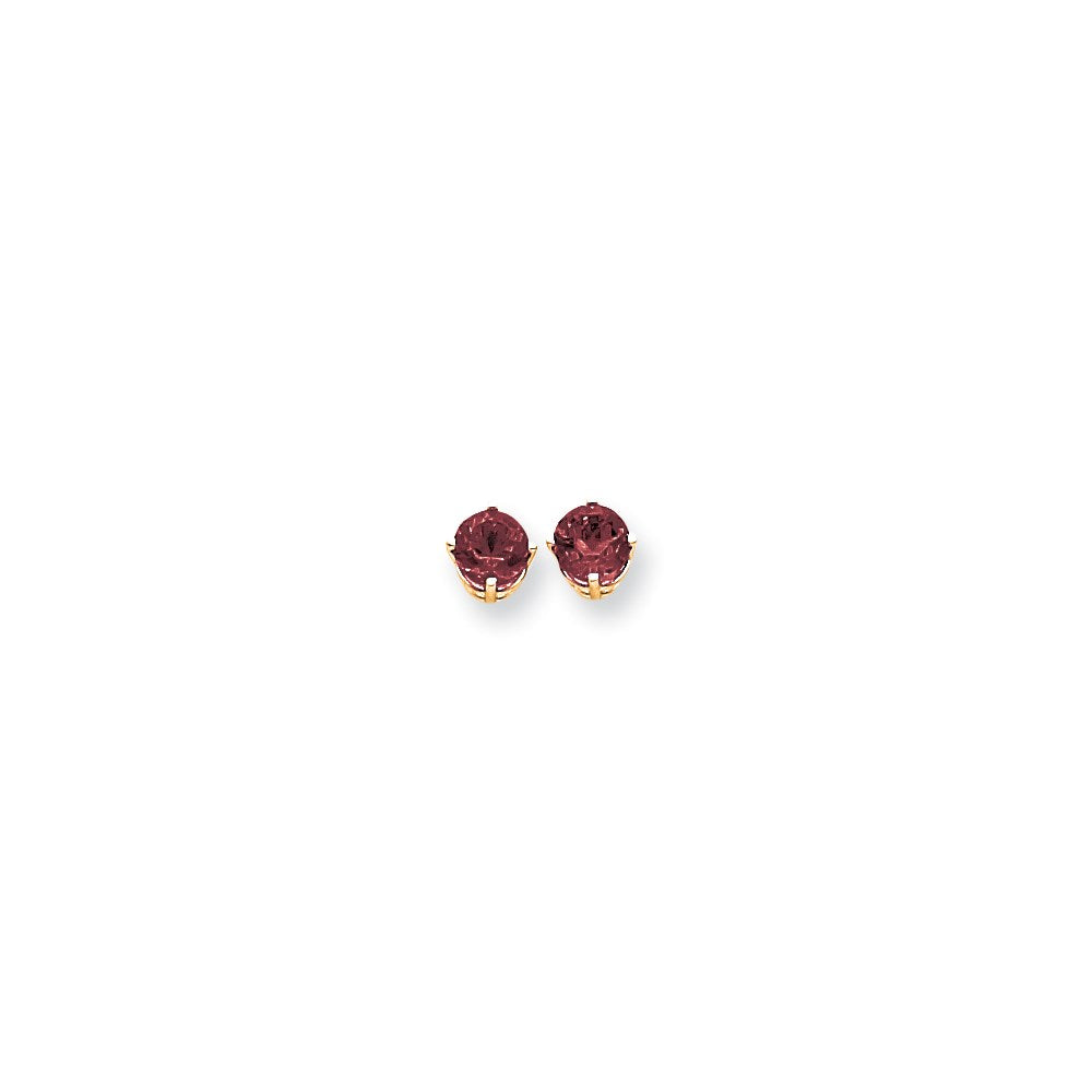 14k Yellow Gold 6mm Rhodolite Garnet earring