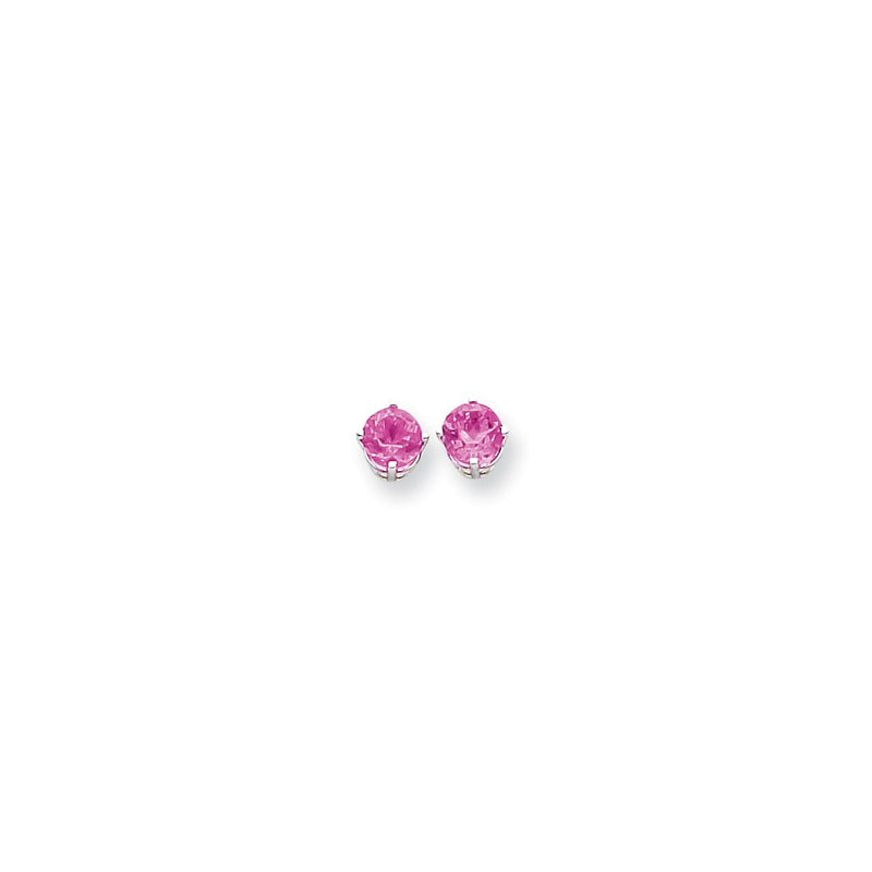 14k White Gold 6mm Pink Tourmaline earring