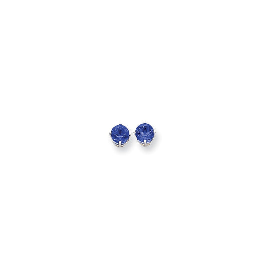 14k White Gold 6mm Sapphire Earrings