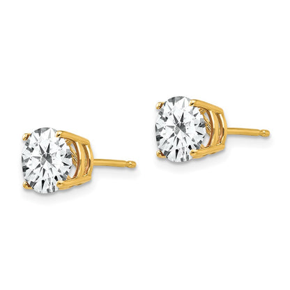 14k Yellow Gold 7mm Cubic Zirconia Earrings