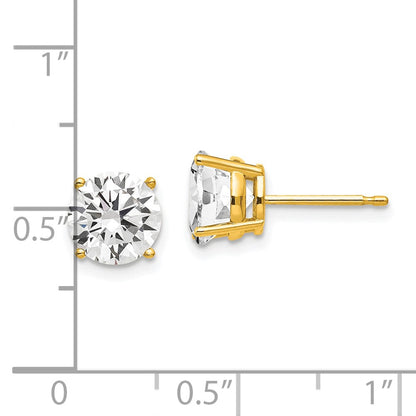 14k Yellow Gold 7mm Cubic Zirconia Earrings