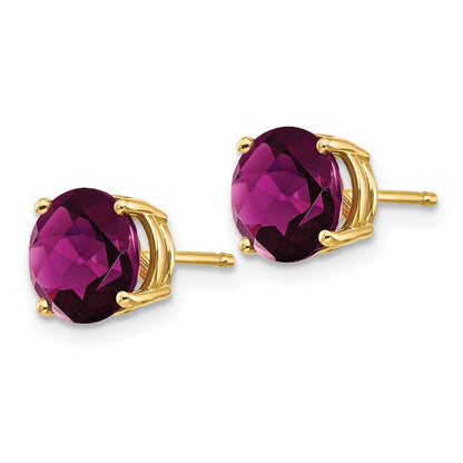 14k Yellow Gold 7mm Rhodolite Garnet earring