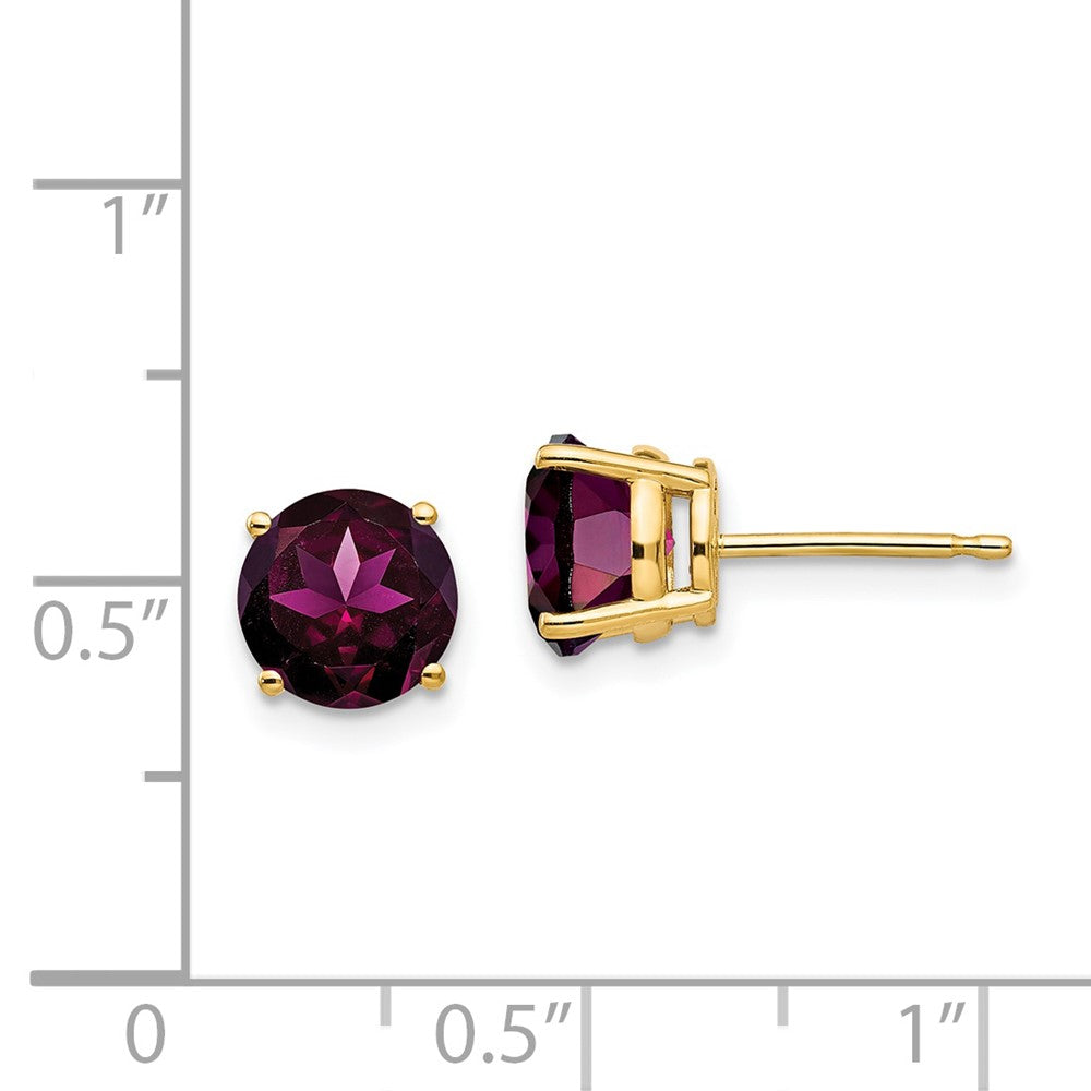 14k Yellow Gold 7mm Rhodolite Garnet earring