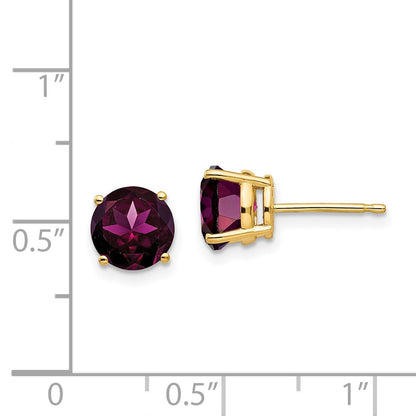 14k Yellow Gold 7mm Rhodolite Garnet earring