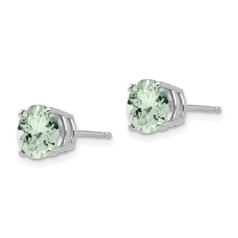 14k White Gold 7mm Round Green Quartz Earrings