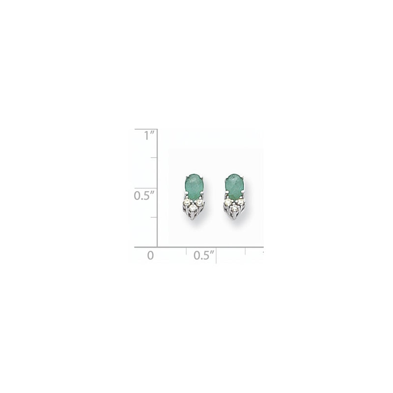 14k White Gold 6x4mm Oval Emerald VS Real Diamond Earrings