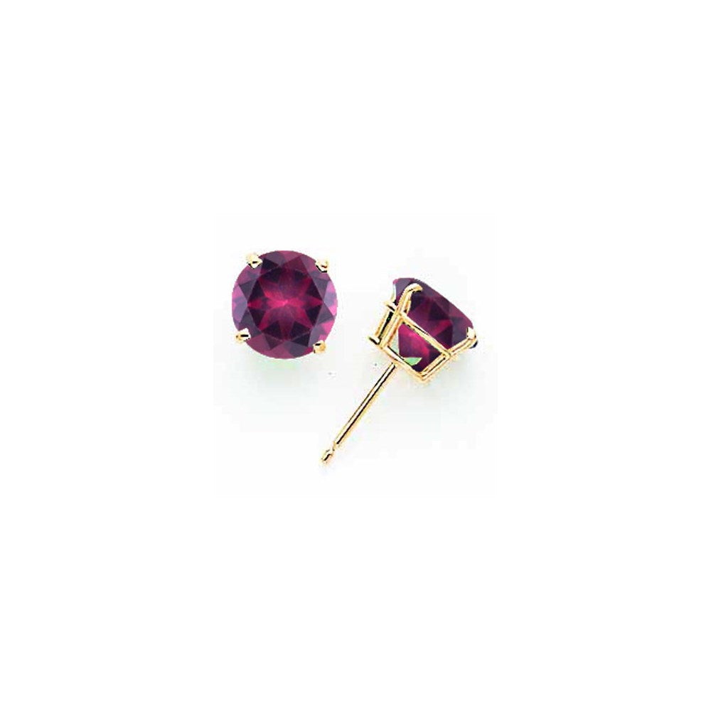 14k Yellow Gold 8mm Rhodolite Garnet earring