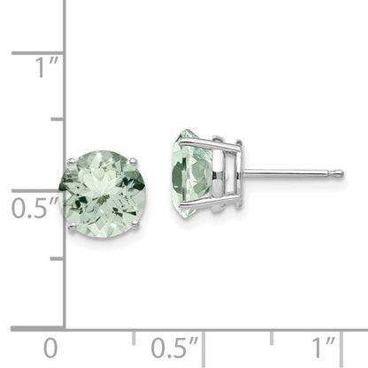 14k White Gold 8mm Round Green Quartz Earrings