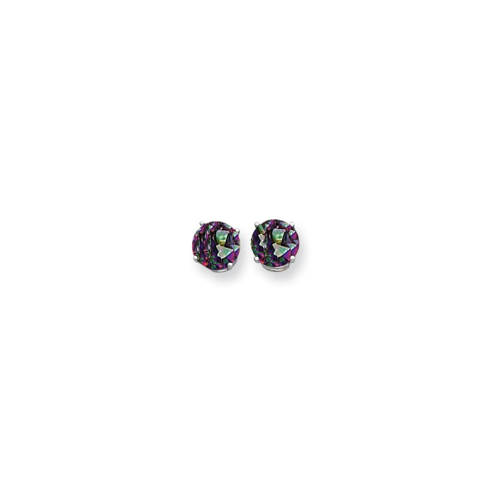 14k White Gold 8mm Fire Topaz Earrings