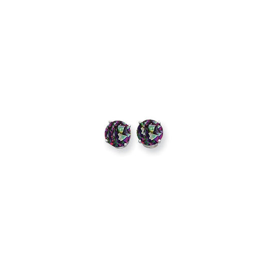 14k White Gold 8mm Fire Topaz Earrings