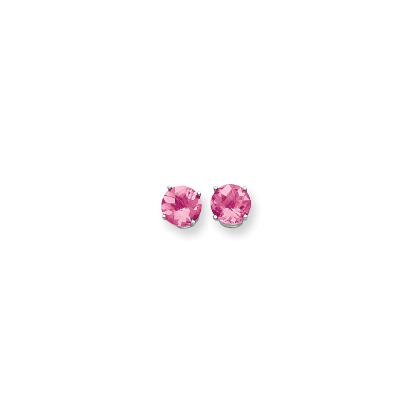 14k White Gold 8mm Pink Tourmaline earring